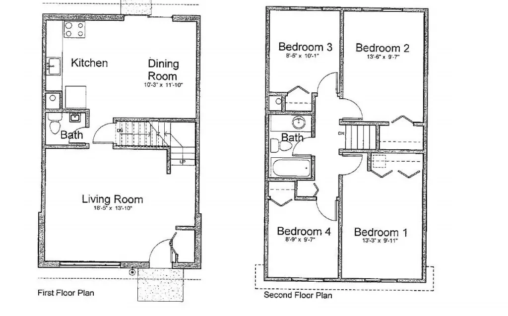 4 bedroom floor plan in Colonial Squares Coops